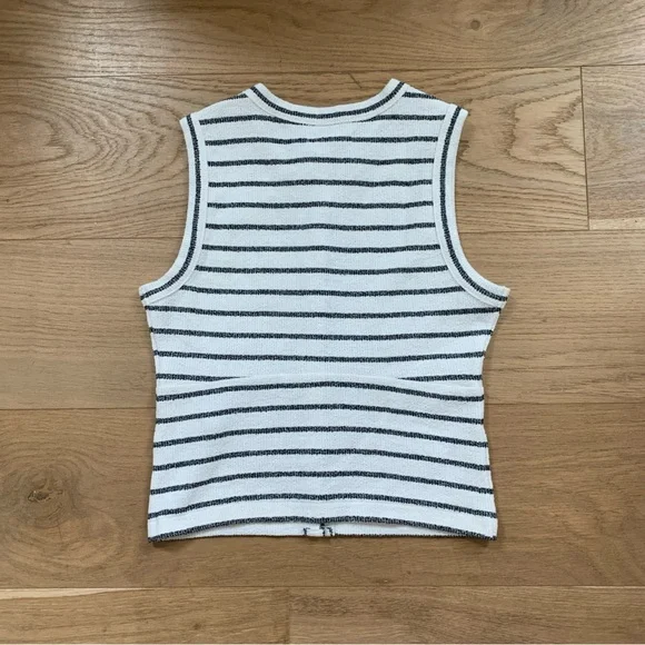 New Madewell Dark Gray and White Striped Button Down Shirt XS - Picture 2 of 11